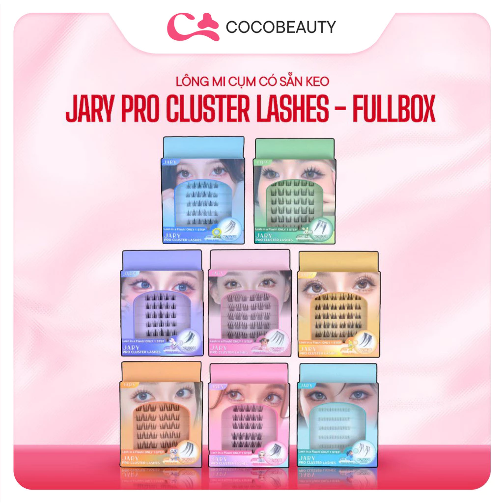 Lông Mi Cụm Có Sẵn Keo Jary Pro Cluster Lashes Hộp Nhựa 6 Hàng Fullbox P1 P2 P3 P4 P5 P6 P7 LP101