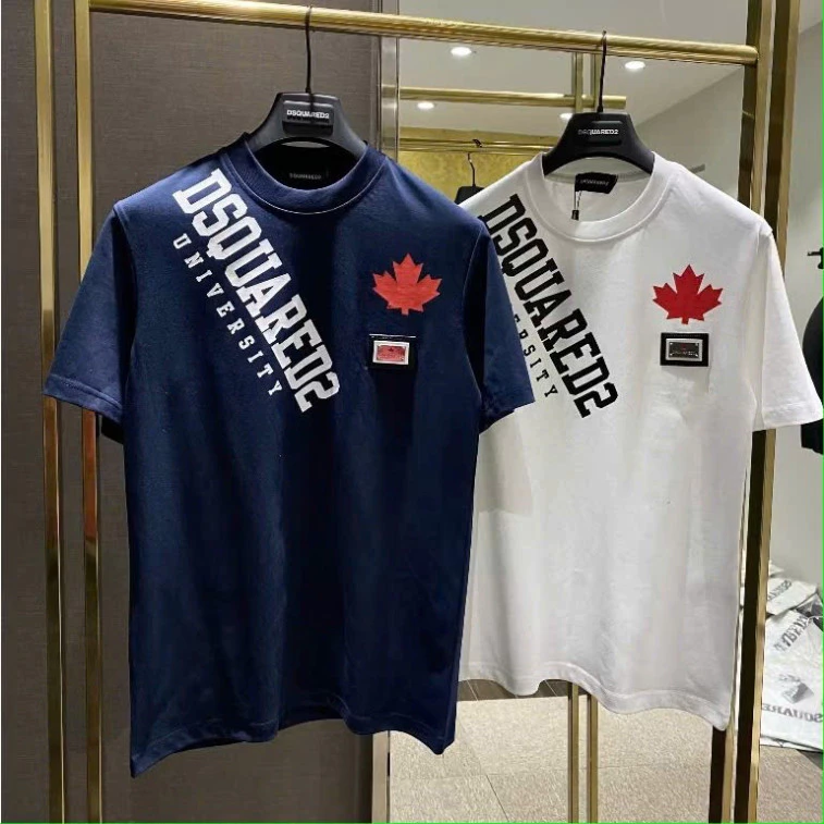 Áo Thun Nam Nữ Boy Phố DSQUARED2 In Lá Phong Nhỏ Dsq Vắt Vai Chất Cotton Premium Cao Cấp Cổ Tròn Ngắn Tay Hàng QC 2026