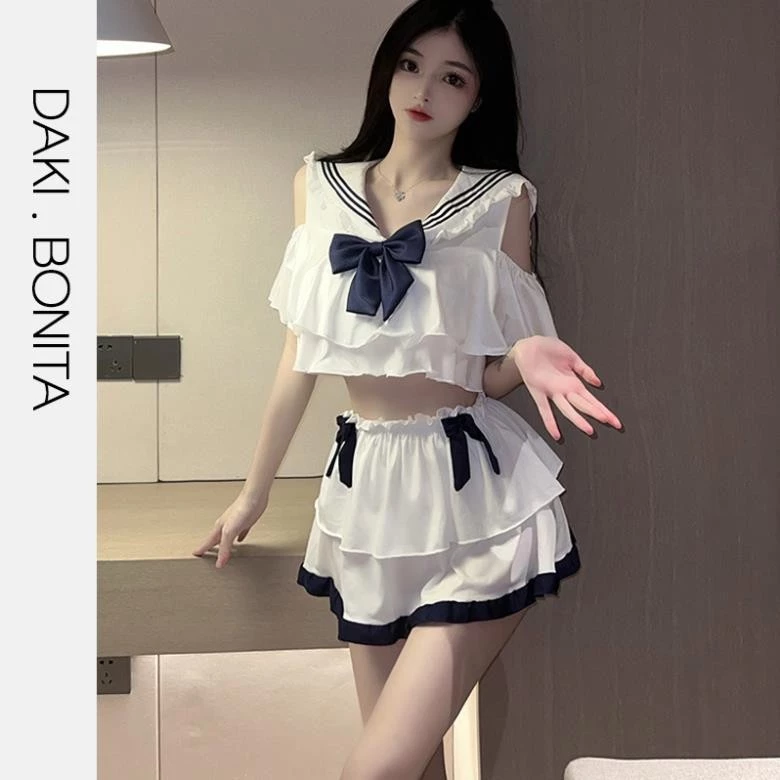 Set bộ đồ ngủ cosplay nữ sinh DK337 gồm áo và chân váy KHÔNG KÈM PHỤ KIỆN Slay Sexy