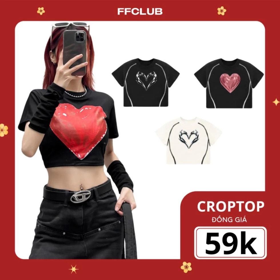 [Thanh lí Xả kho ] ÁO THUN TDSCLUB CROPTOP MIX