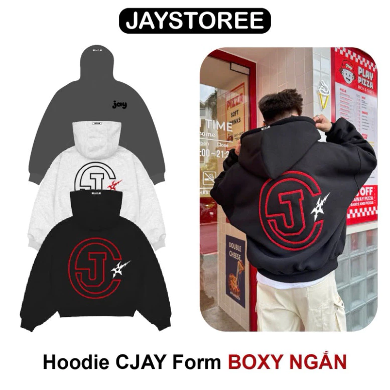 Áo Hoodie Boxy Zip Thu Đông  CJAY BOY Phố Chất  Cá Tính Hottrend In Chữ Nổi - Áo Khoác Nỉ  Khóa Thời Trang Jay