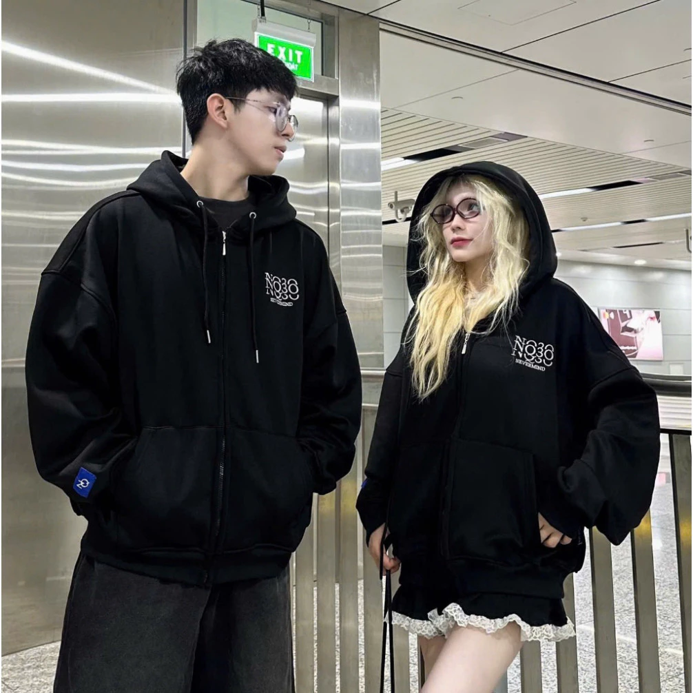 Áo Khoác Hoodie Zip Thu Đông NQ30 FORUM COTTON Thêu Nổi - Hodie NQ30 FORUM Form Boxy Form Rộng Nam Nữ Unisex