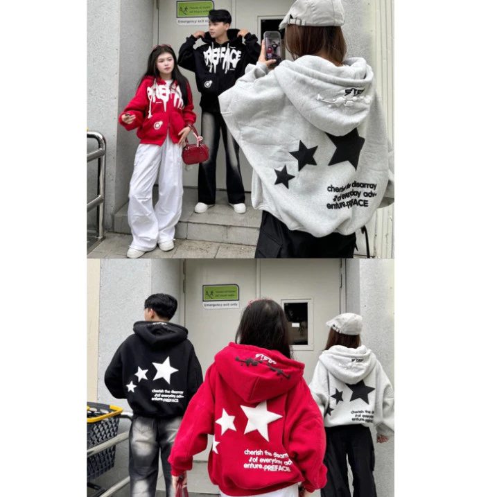 ( Áo KHoác ) Hoodie Zip 3 sao VIP In Nổi mã 2025 - Áo Hoodie Zip Nỉ Bông Boxy  - Áo Khoác Nỉ Bông In Nổi Dày Dặn