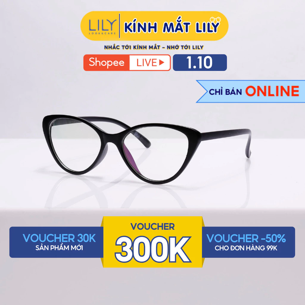 Kính mắt mèo nữ LILYEYEWEAR nhựa giả cận dễ đeo màu sắc thời trang 232383