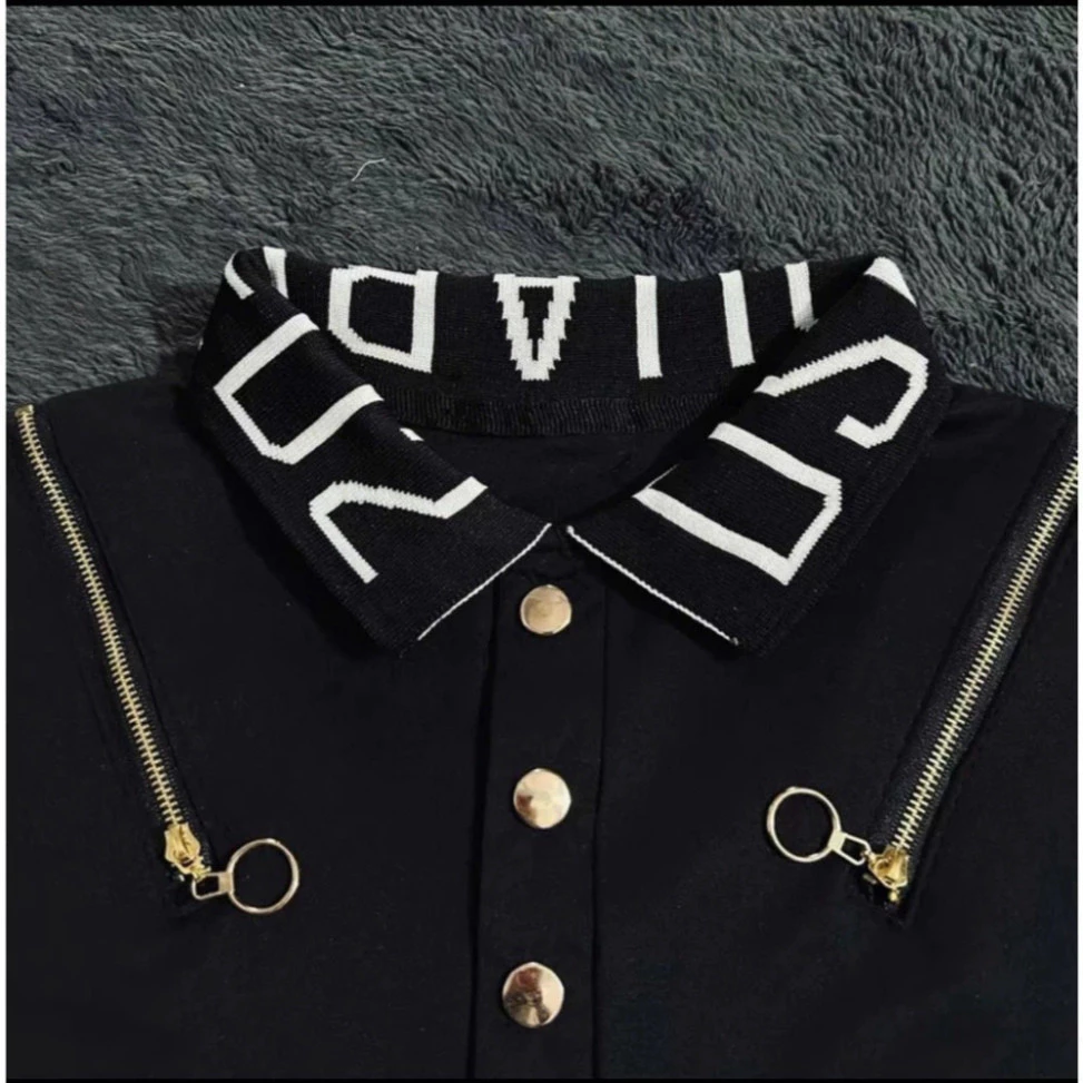 Áo Polo Nam Nữ Boy Phố Cổ Bẻ DSQUARED2 Tay Ngắn In Chữ Dsq Viền Cổ Hot Trend 2025