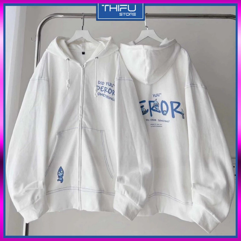 Áo Khoác Hoodie Zip Unisex Chất Nỉ Mịn Dày Dặn, Mũ Rộng Kiểu Dáng Đẹp Có Khóa Kéo, In Chữ DEROR