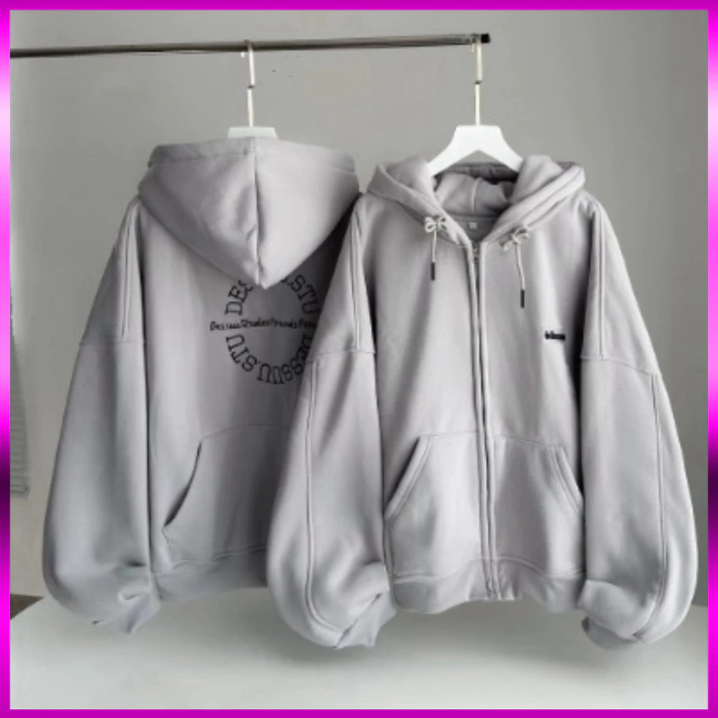 Áo Khoác Hoodie Zip Nỉ Unisex Form Rộng, Hoodie Boxy Dessuu Túi Ngược - Áo Đa Năng Nhiều Màu Nam Nữ Tay Phồng
