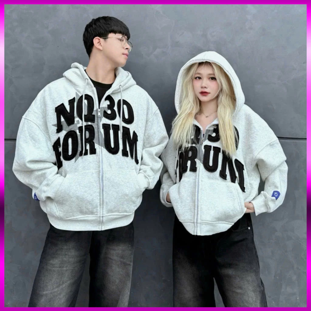 Áo Hoodie Unisex Thêu Chữ NQ30 FORUM Zip Siêu Hot Thời Trang Cho Mùa Đông Tại Tp Hồ Chí Minh.