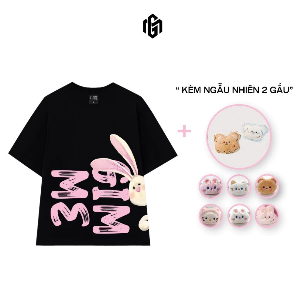 [Cham Gấu] Áo Thun Gimme - Oversize Thỏ - Kèm Gấu - Cotton 250gsm 2 Chiều - GMT56 Hot trend 2025
