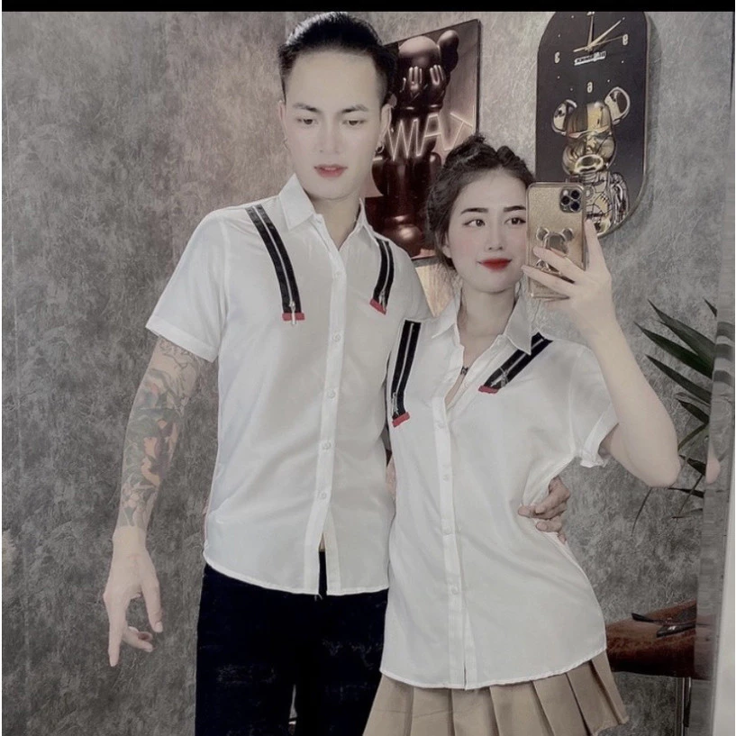 Áo sơ mi hình khóa vai Chất sơ mi lụa có cả dài tay và ngắn tay,hhn Hot trend 2025