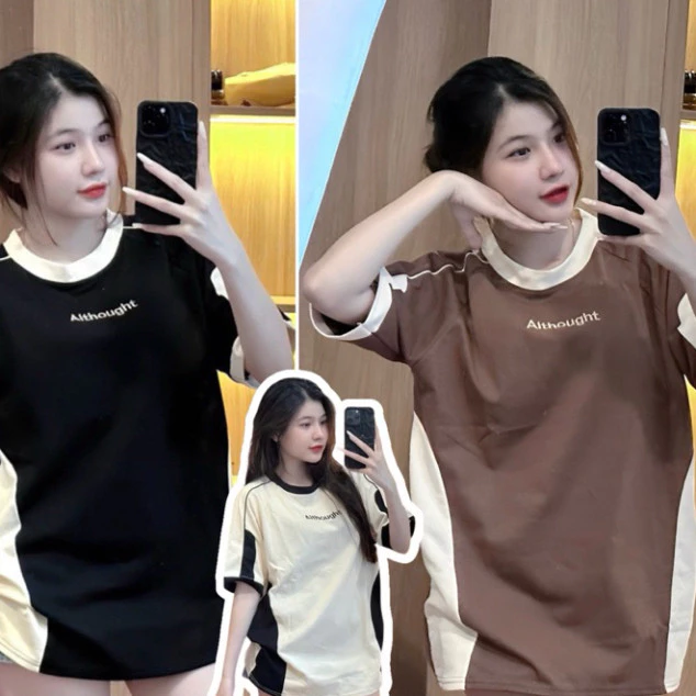 Áo Thun nam nữc A.l.t.h.o.u.g.h.t phối Viền Tay Lỡ Dáng Rộng Chất Cotton Thời Trang Mùa Hè Cho Nữ,hhn. Hot trend 2025