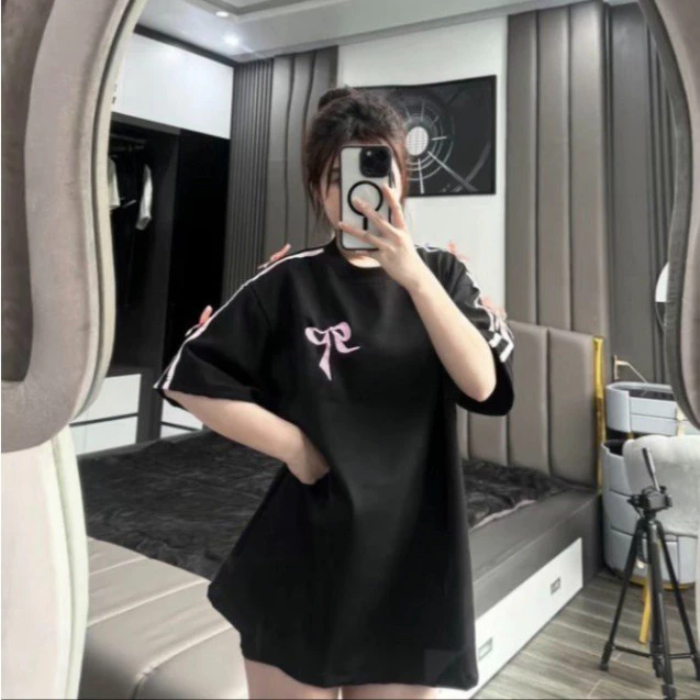 Áo thun baby tee nữ đính nơ chất liệu cotton co giãn phong cách dễ thương năng động Hot trend 2025
