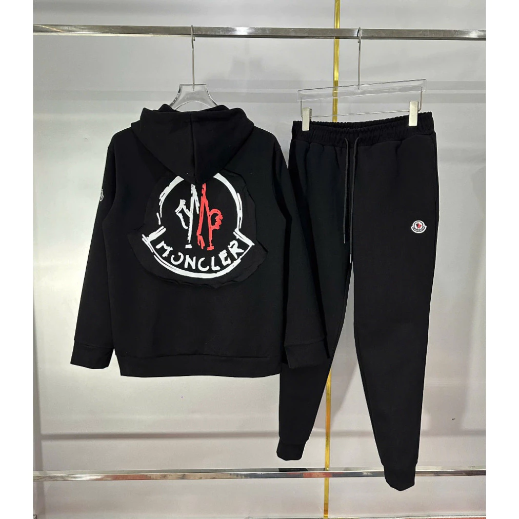 [ Hàng Trend Mới ] Bộ hoodie dài tay mùa thu đông, khóa kéo mũ tròn unisex, kiểu boxy thêu đắp màu, tay phồng thời thư
