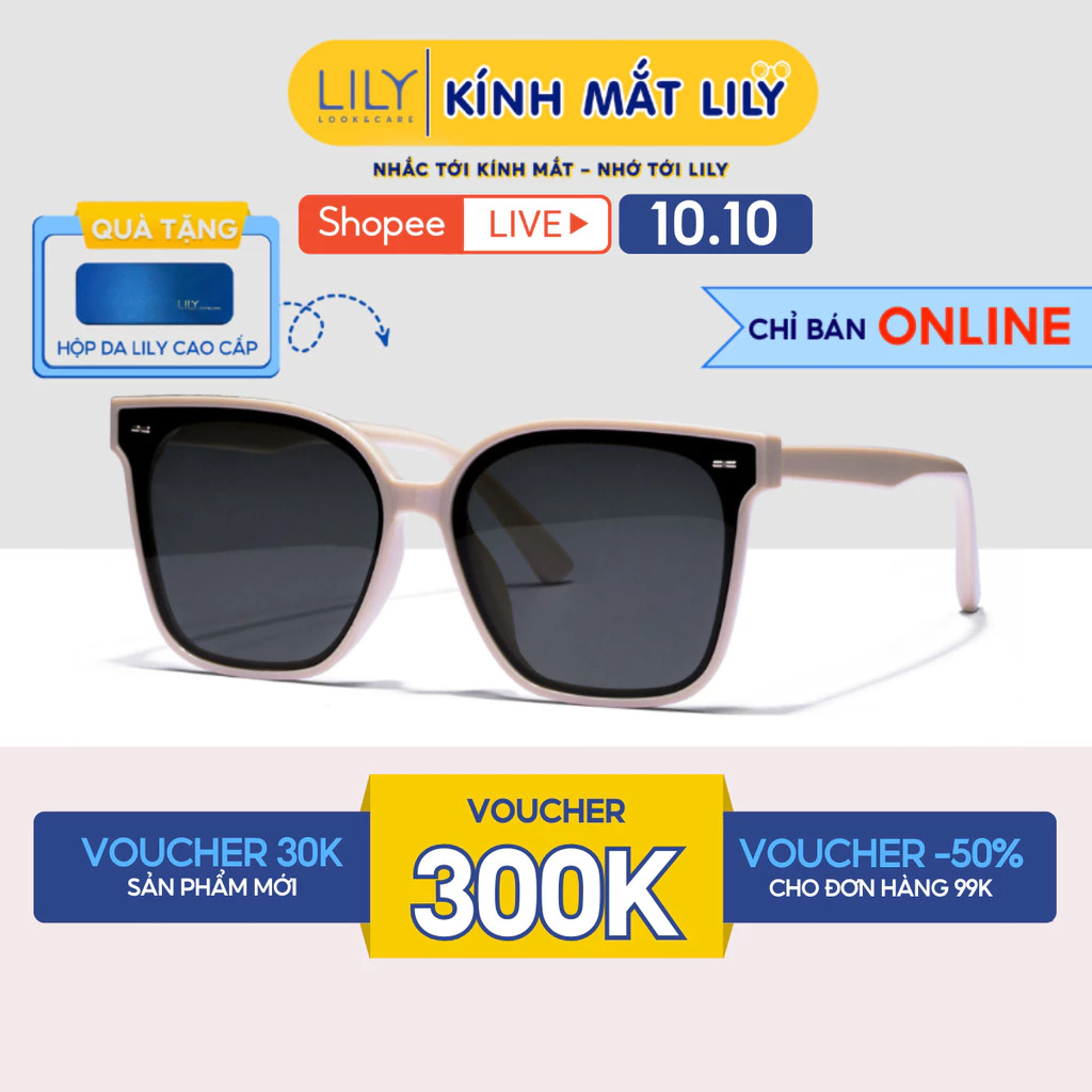 Kính mát nữ vuông LILYEYEWEAR mắt to chống tia UV400 phụ kiện thời trang A140