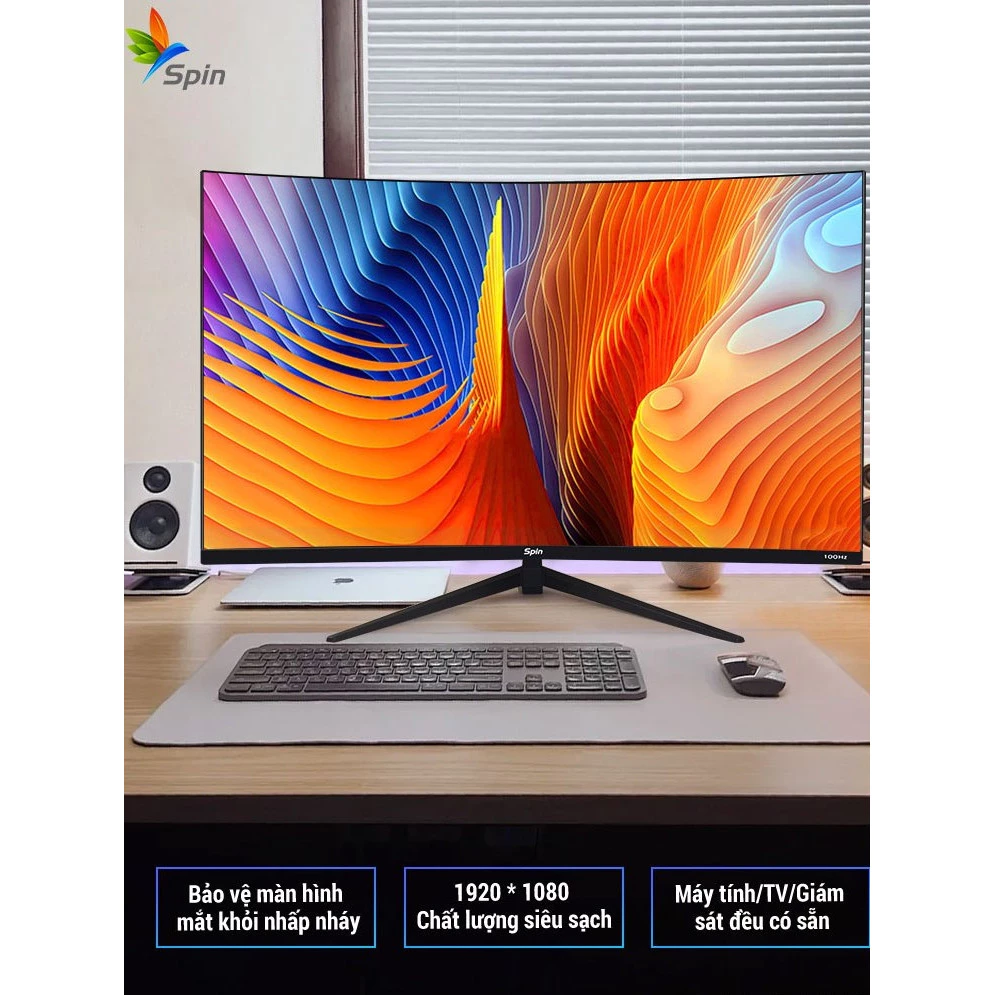 Màn hình cong Spin 24/27/32 inch Full HD 2K LED 100/165/180Hz Chuyên dùng chơi game