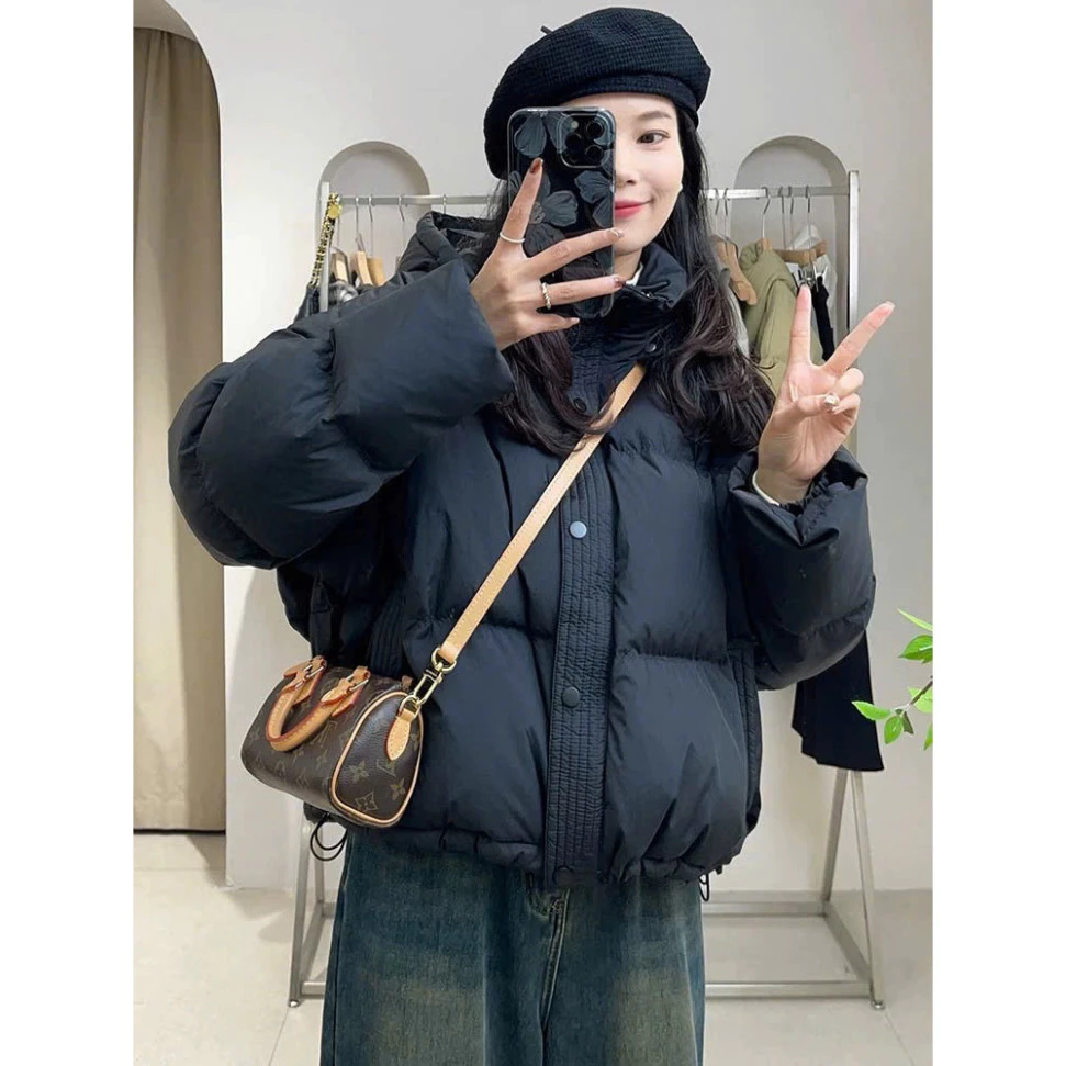 Áo Phao Nữ Nam Dáng Ngắn Có Mũ Form Rộng Ulzzang Hàn Quốc, Áo Khoác Phao Ấm Dày Dặn Chống Gió Mưa Mùa Đông