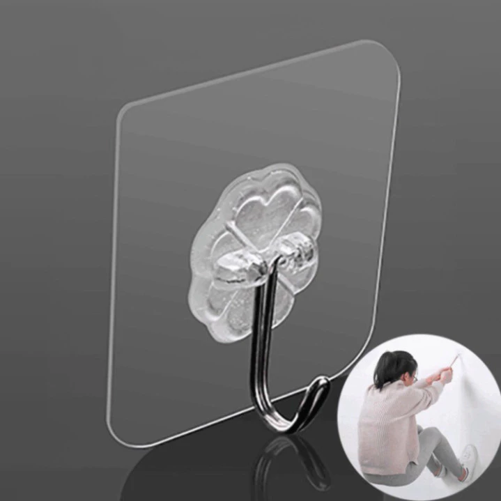 [Bộ 20 Móc] Móc treo đồ dán tường siêu bám dính bền bỉ kiểu dáng trong suốt tiện dụng 6x6cm