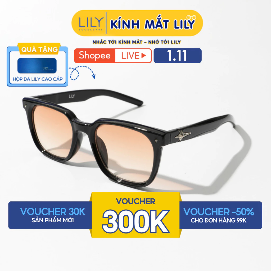 Kính mát vuông nam nữ LILYEYEWEAR chống tia UV400 bảo vệ mắt kiểu dáng thời trang KC26