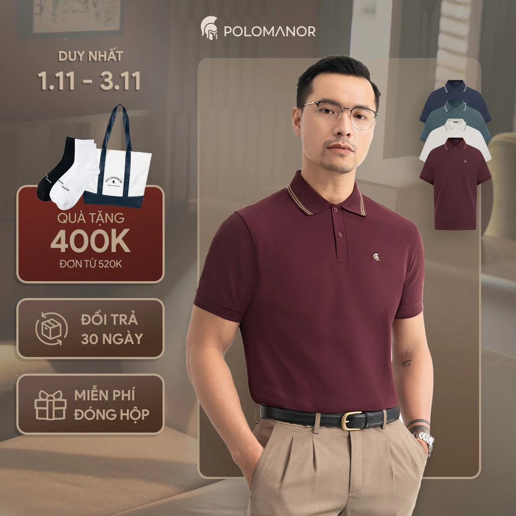 Áo polo nam cao cấp CLASSIC DIAMOND, chất liệu CVC Diamond thanh lịch sang trọng - POLOMANOR