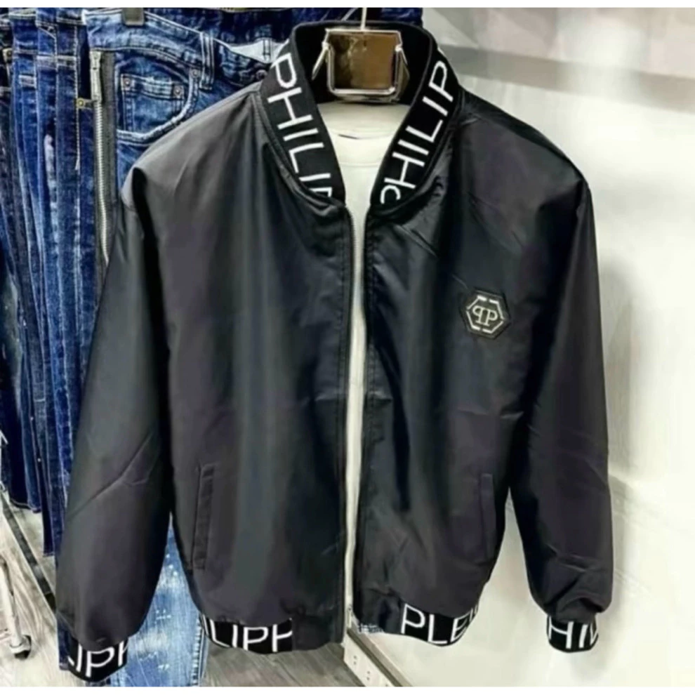 Áo khoác gió philipp đen trơn 2 lớp bo gân dập vân dành cho nam nữ from unisex Hot Trend