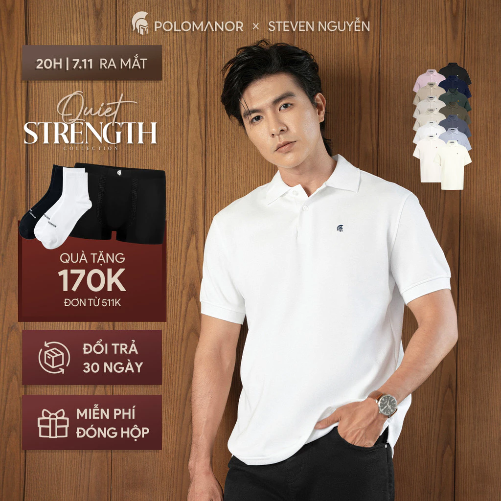 Áo polo nam BASIC SYMBOL vải cá sấu cotton interlock xuất xịn, thanh lịch, sang trọng - POLOMANOR