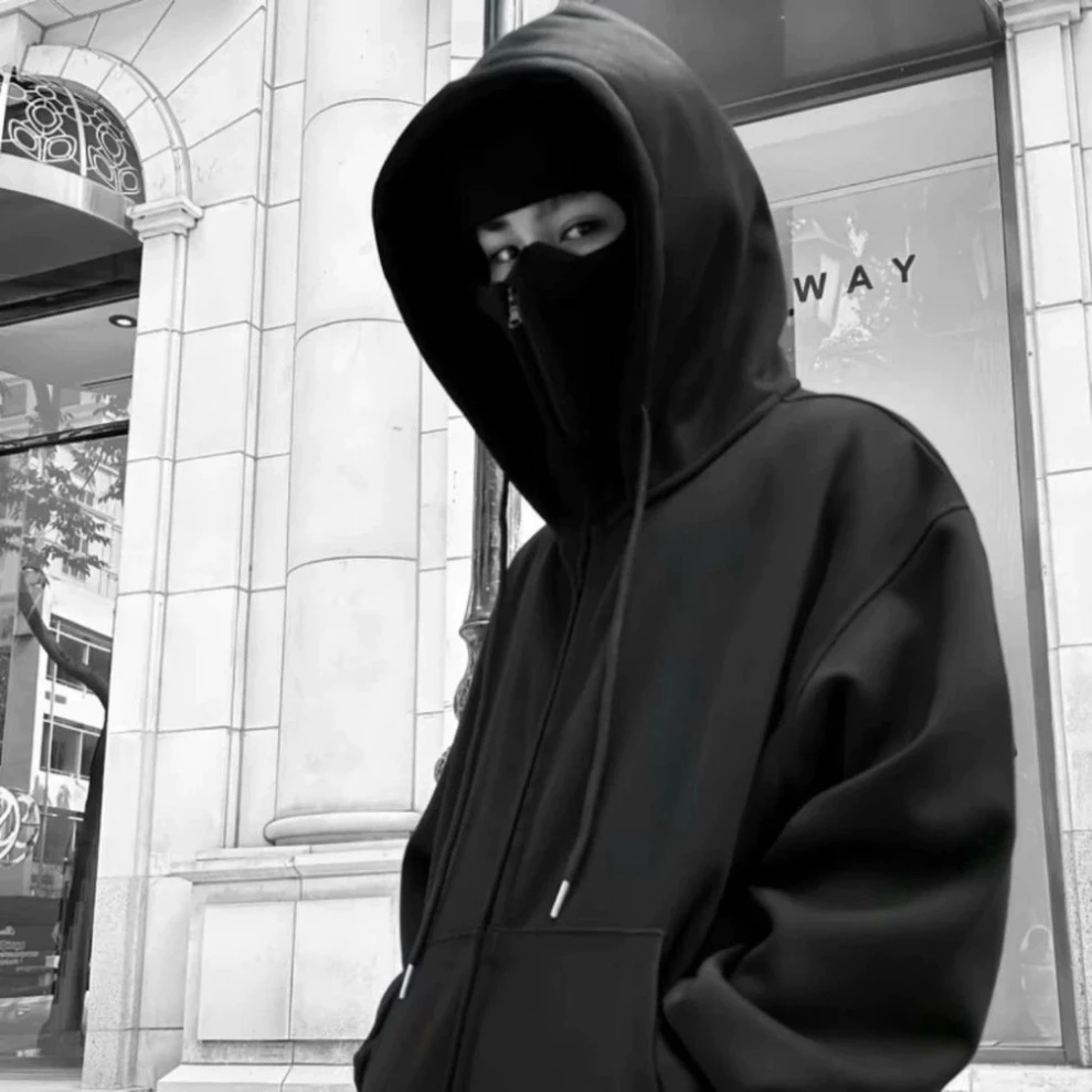 ÁO Khoác Nỉ Hoodie Zip Boxy Ninja 2 Mũ Thiết Kế Trùm Đầu Form Rộng Nam Nữ Dài Tay Chất Nỉ Dày Dặn tt