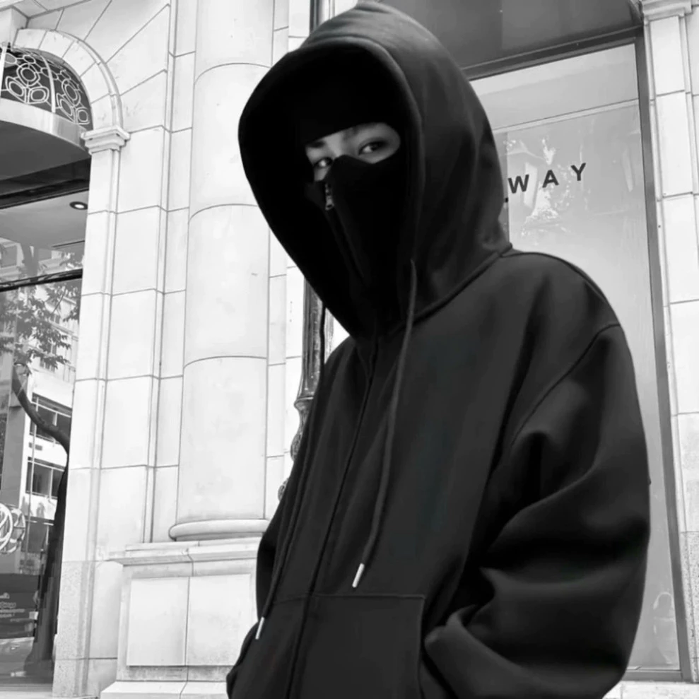 ÁO Khoác Nỉ Hoodie Zip Boxy Ninja 2 Mũ Thiết Kế Trùm Đầu Form Rộng Nam Nữ Dài Tay Chất Nỉ Dày Dặn tt