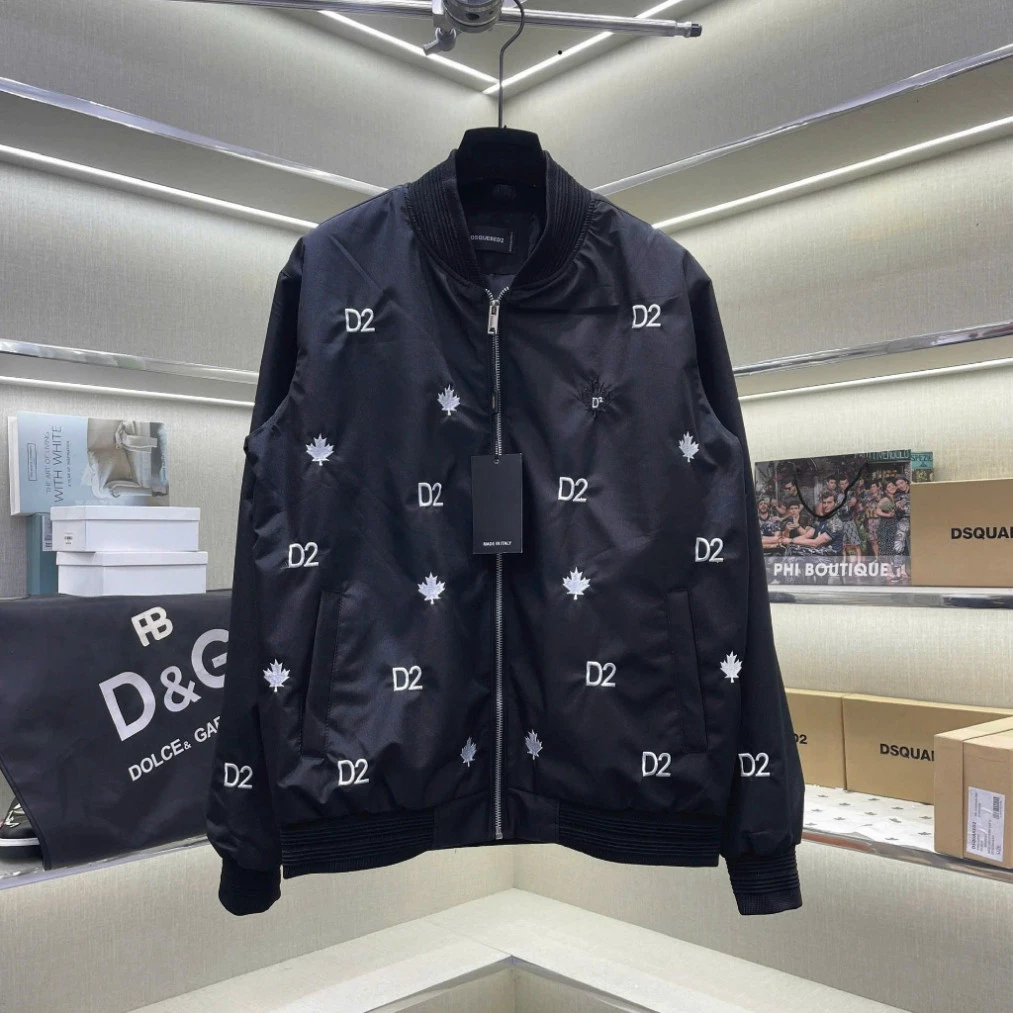 Áo Khoác Gió DSQUARED2 Chữ D2 Phối Lá Phong- Áo Gió Bomber 2 Lớp Khóa Cao Cấp Hottrend Nam nữ 2025 tt