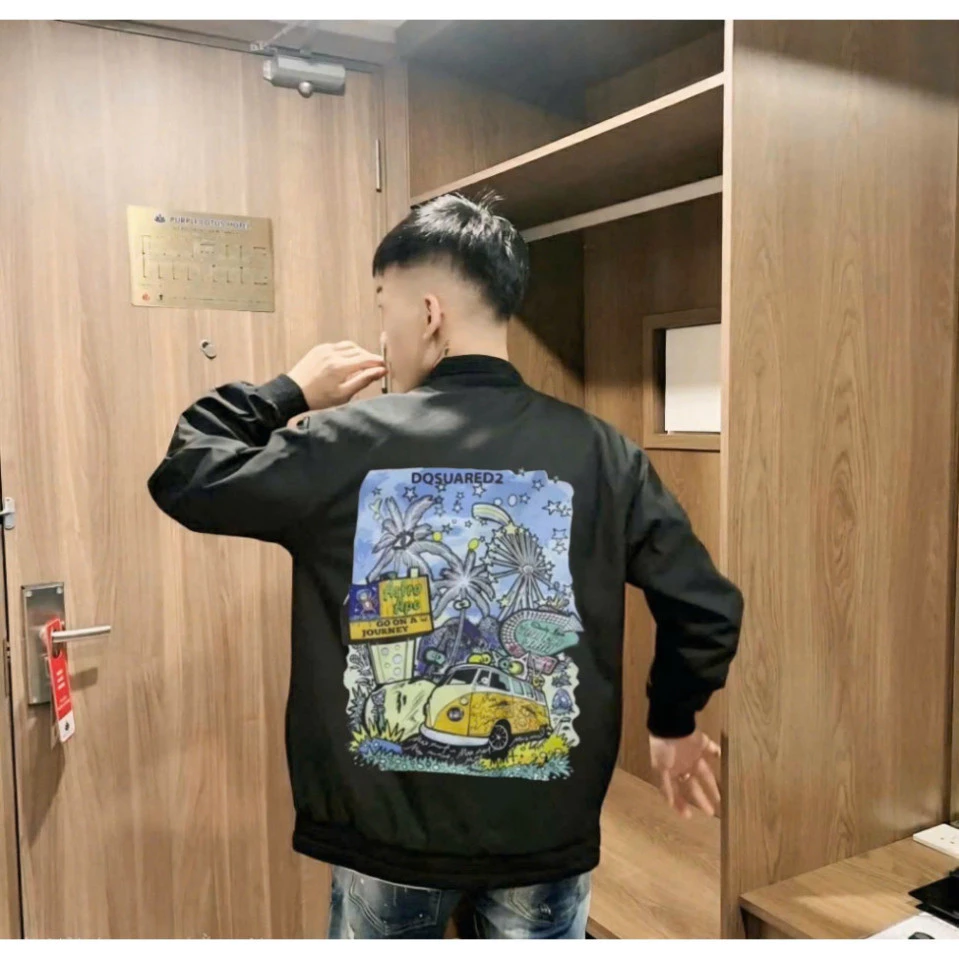 Áo Khoác Gió BOmBer Dsquared2 Ô Tô Xe Buýt Vàng 022 Chất Liệu Vải Gió 2 Lớp Dày Dặn Khóa Bạc Đủ SZ Nam Nữ Hot 2026 tt tt
