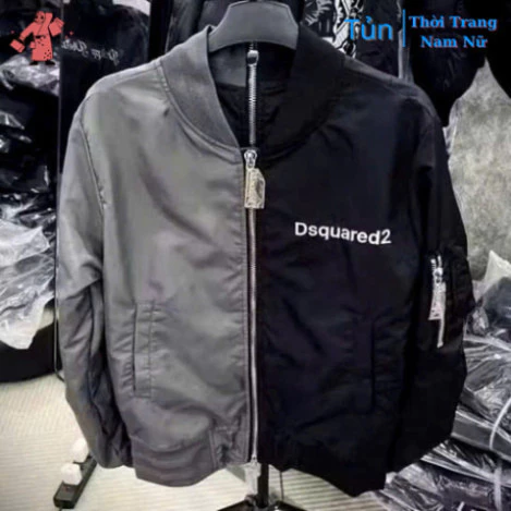 Áo Bomber DSQ2 Hai Màu Xám Đen Mẫu Hot 2025 . Áo Khoác Ngoài Gió Dù Dày Dặn 2 Lớp Thời Trang Boy Phố tt