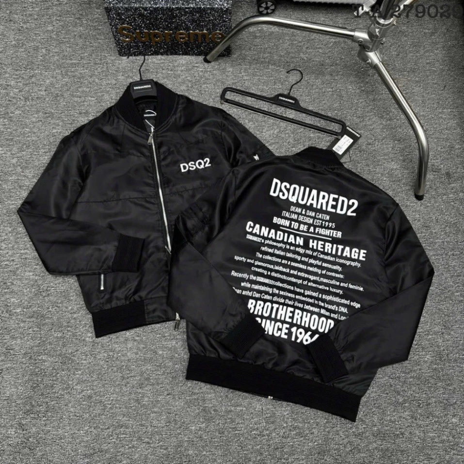 [HOT] Áo Khoác Gió DSQUARED2 milano Nam Nữ 2 lớp. áo bomber gió hàng đẹp black color thời thượng tt