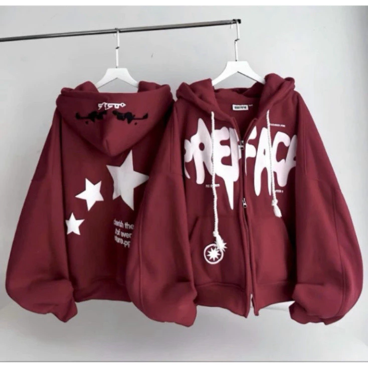 ⚡️Hot⚡️Áo hoodie zip Nam nữ 3 sao dập nổi tay phồng dây kéo phao thun nỉ dày mịn bao hottren, Áo khoác nỉ hottrend 2025