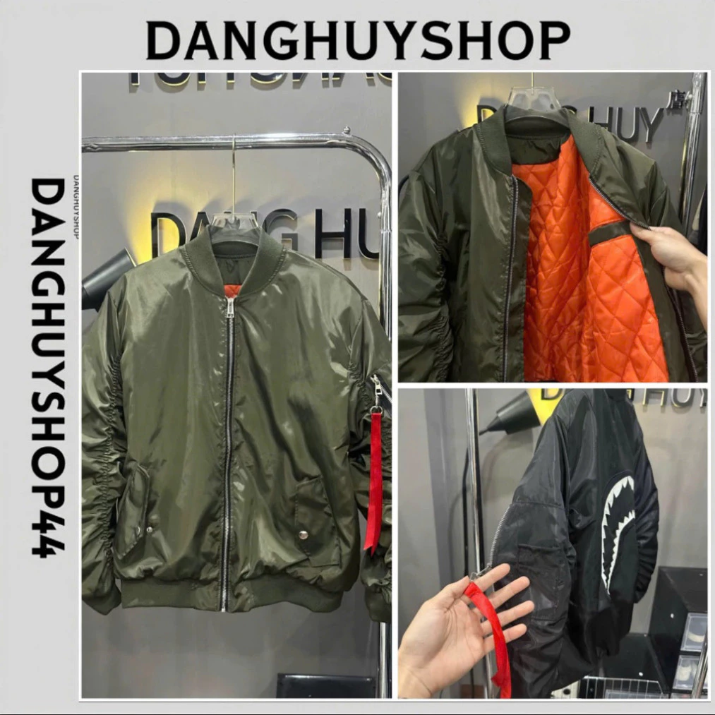 [HOT] Áo Khoác Bomber Nữ Nam Thêu Hình Mực Màu Cam Trần Bông, Vải Gió Dù cao cấp, Tặng kèm dây tiện lợi