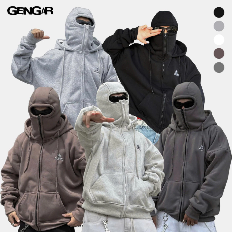 [HOT] Áo Khoác Chống Nắng Zip Hoodie Blackava Gengar Thêu Logo Ninjia Nỉ Bông 380g Dáng Boxy Unisex Cho Nam Nữ