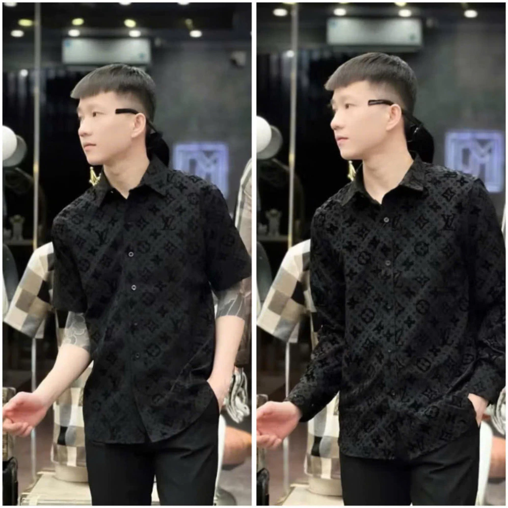 [HOT] ```Áo Sơ Mi Nam Phong Cách Loang Màu In Chữ Vải Đũi Dày Dặn, Đẹp Nam Tính và Sang Trọng.```