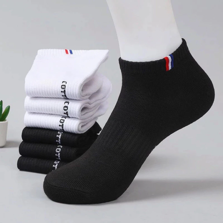 Set 10 Đôi Tất Cổ Thấp Thoáng Khí Thấm Hút Mồ Hôi Thời Trang Hàn Quốc  -Combo 5 Đôi Vớ Cổ Ngắn Cotton Co Dãn cho Nam, Nữ