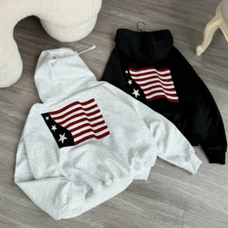 [HOT] Áo Hoodie Zip Nam Nữ Chất Lượng Cao Form Rộng Unisex In Hình Cờ Mỹ - Khoác Nỉ Phong Cách Hàn Quốc Giảm Giá