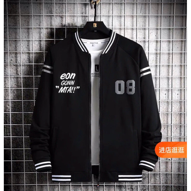 áo ấm 👉Áo khoác dù 2 lớp bo sọc, kiểu dáng cổ áo, họa tiết in, kích thước L, ⭕️❌⭕️ Màu sắc: đen.  mùa đông