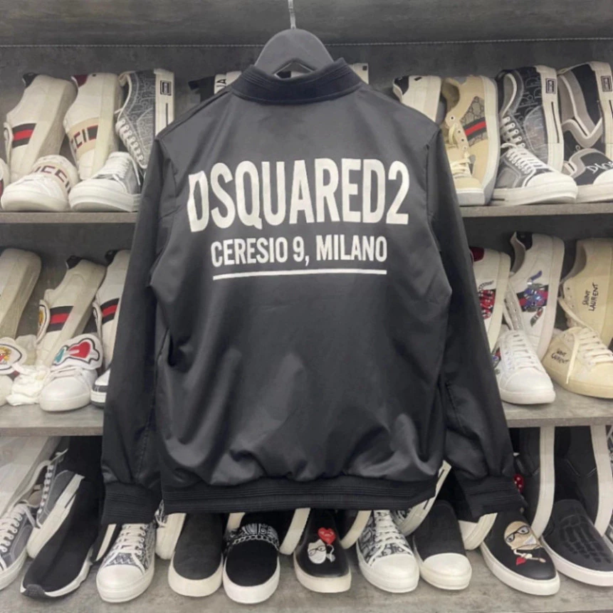 Áo Khoác Gió Nam Dsq In Chữ Trước Sau, Bomber Dsquared2 Milano Đẹp, Xu Hướng Thời Trang Nam Thời Thượng Boy Phố 2025