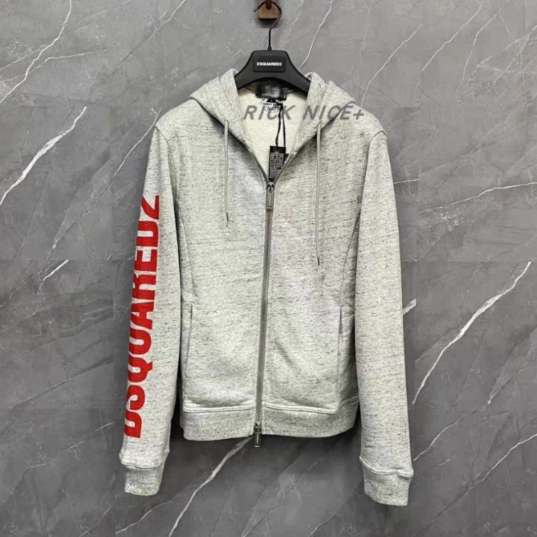 Áo Khoác DSQ2 Phối Chữ Đỏ Tươi Sọc Tay Thời Trang. Hoodie Khóa Zip Dày Dặn Dáng Rộng Unisex Cho Nam Nữ, Hottrend. Boy Ph