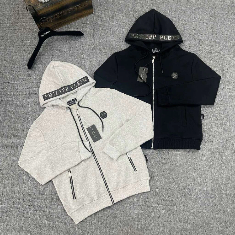 Áo Khoác Nỉ Philip Viền Mũ Đính Chữ Siêu Đẹp - Hoodies Philip Nam Đính Logo Ngực Cực Chất Xu Hướng 2025 Boy Phố 2025