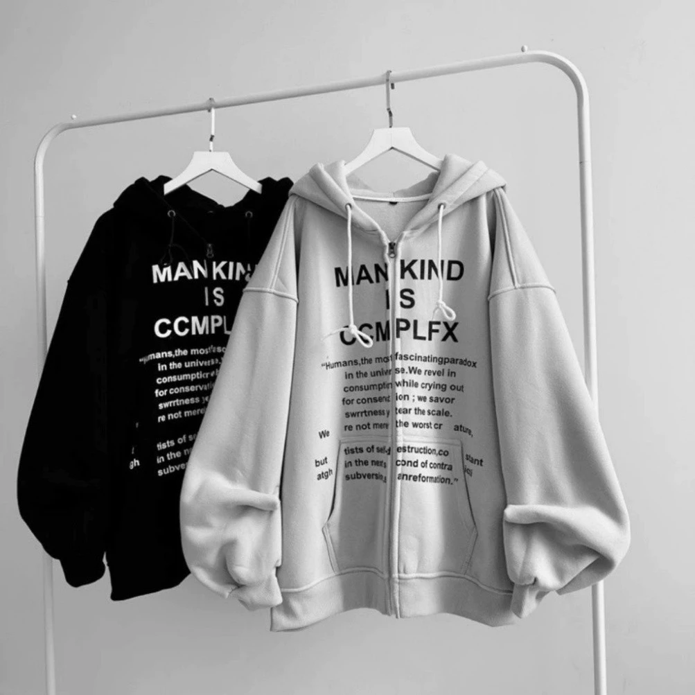 áo ấm Áo Khoác Nỉ UNISEX Họa Tiết Chữ IN MAKIND BASIC Nón Lớn Thời Trang Như Hình Mới Nhất.  mùa đông