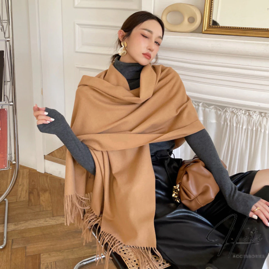 khăn kiểu Khăn Cashmere Unisex Đơn Giản, Khăn quàng cổ MC&MO Hàn Quốc - Họa Tiết Thời Trang - LN038 - HOTIVN