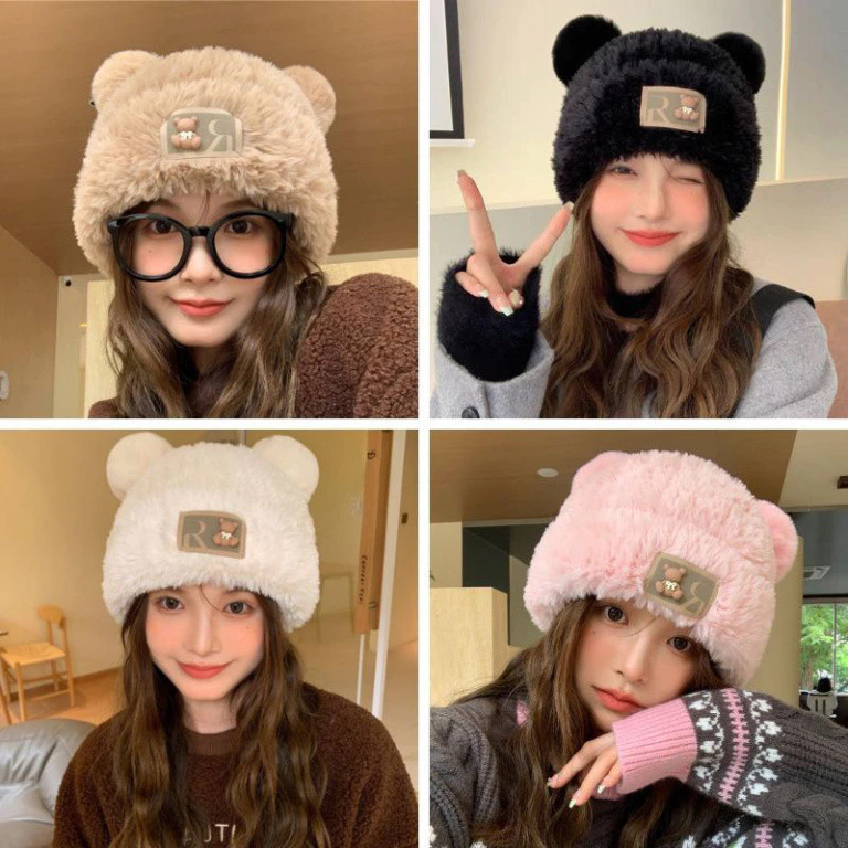 khăn kiểu Mũ len nữ Hàn Quốc kiểu bucket AAA iLita lông cừu ulzzang đẹp mùa đông, màu sắc đa dạng trắng, nâu, be.