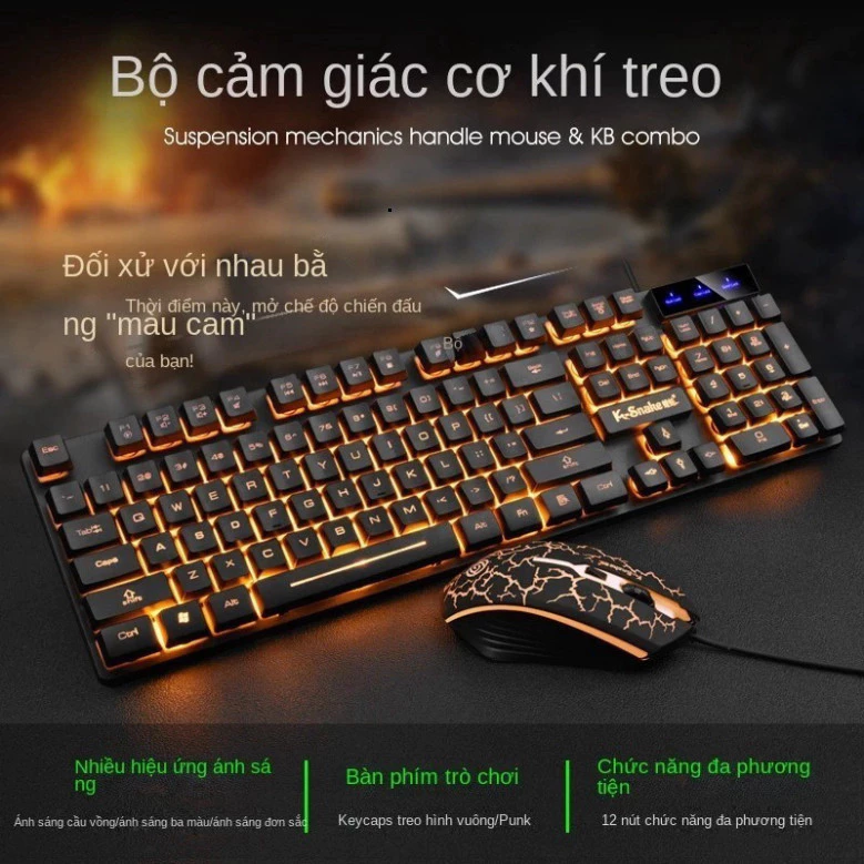 Bàn Phím Gaming K-Snake4 Led 7 Màu Cực Chất, Gõ Êm, Full Size 104 Phím Tương Thích Với Mọi Dòng Máy Tính, Laptop, PC