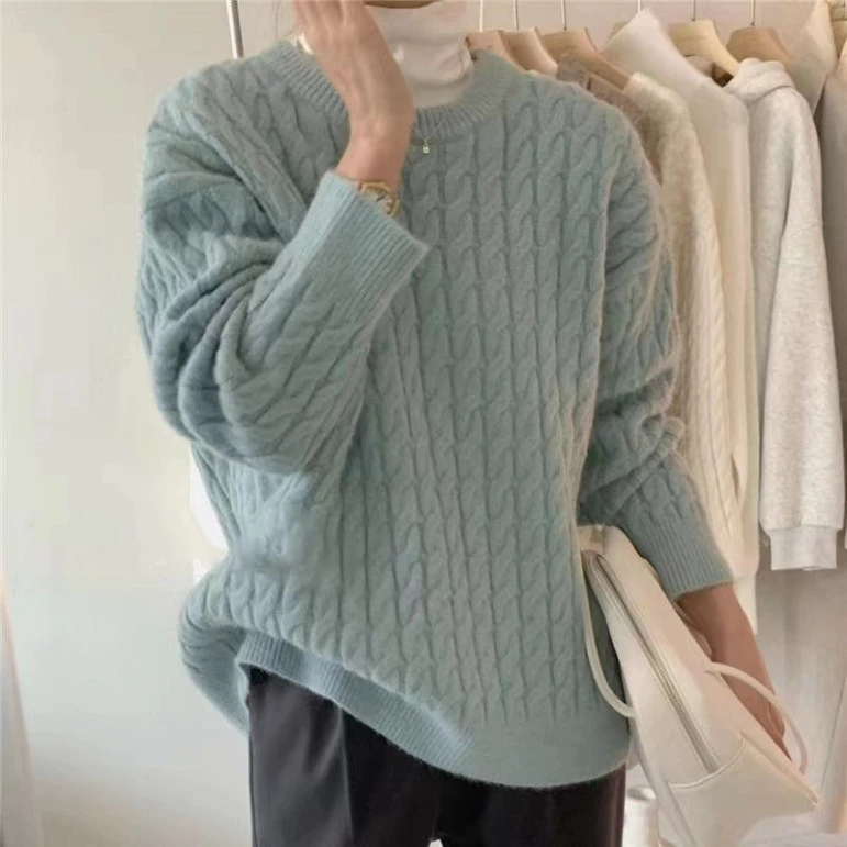 Áo len dệt kim kiểu dáng nhẹ nhàng, dịu dàng phong cách Hàn Quốc cho mùa thu đông - hadu shop