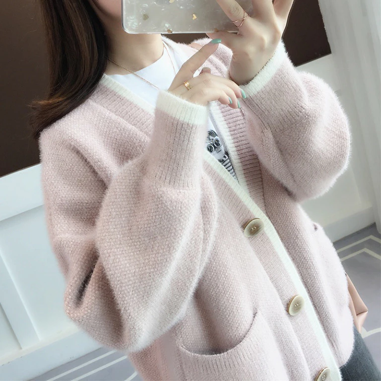 Áo khoác cardigan len dày dặn phong cách Hàn Quốc, ấm áp và thời thượng cho mùa lạnh
