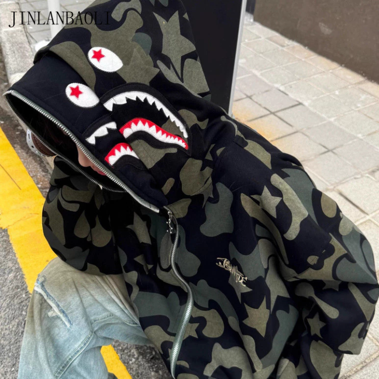 [SALE HOT] Áo khoác hoodie nam nữ kiểu ngụy trang dây kéo cá mập độc đáo và phong cách trẻ trung. Hàng Hottrend QC