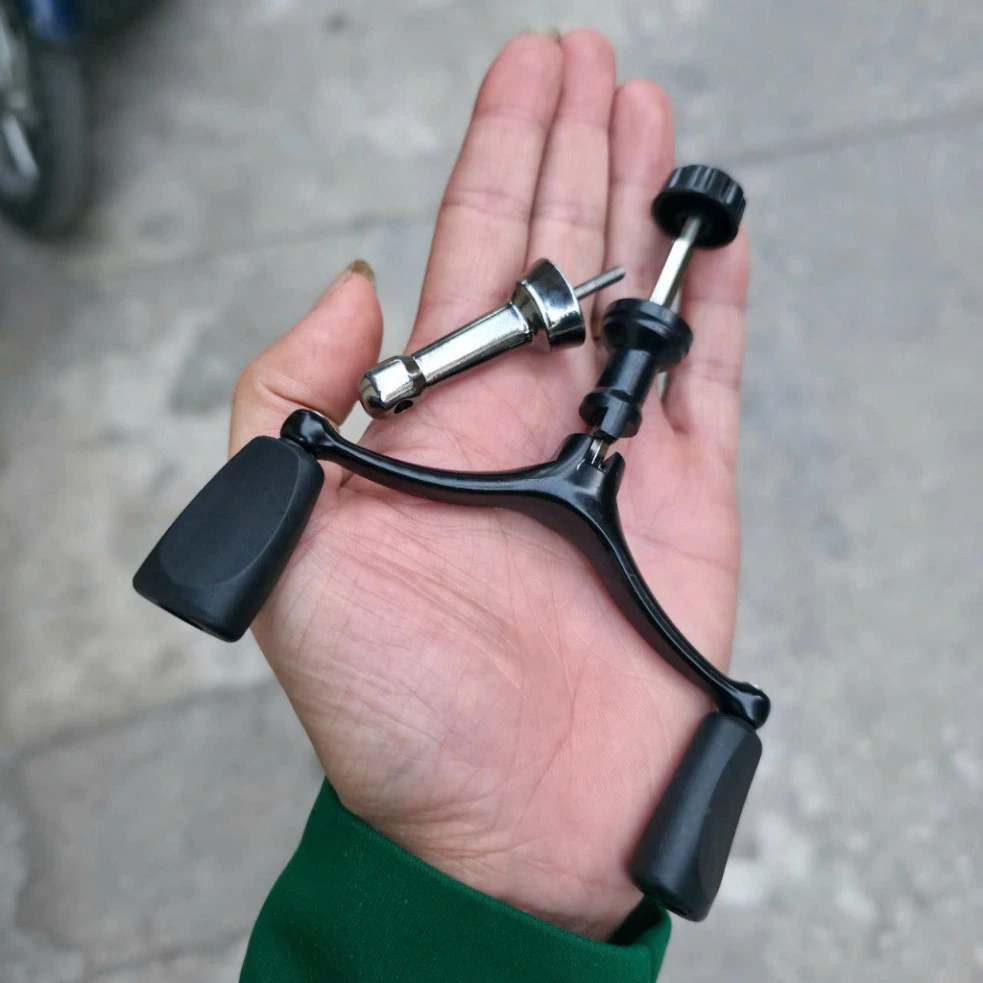 Tay quay máy câu cá tay quay đôi + chống đổ y hình ojkkss