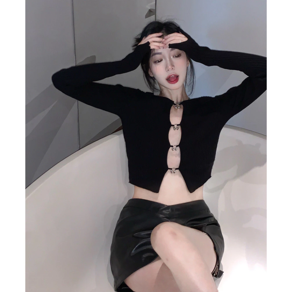 Áo len nữ INFLACHI thiết kế kiểu dáng ngắn croptop khuy ngực sexy hottrend thời trang cá tính hotgirl MN0923-095